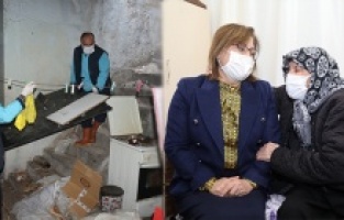 Gaziantep Büyükşehir 'Cennet' annenin evini yeniledi
